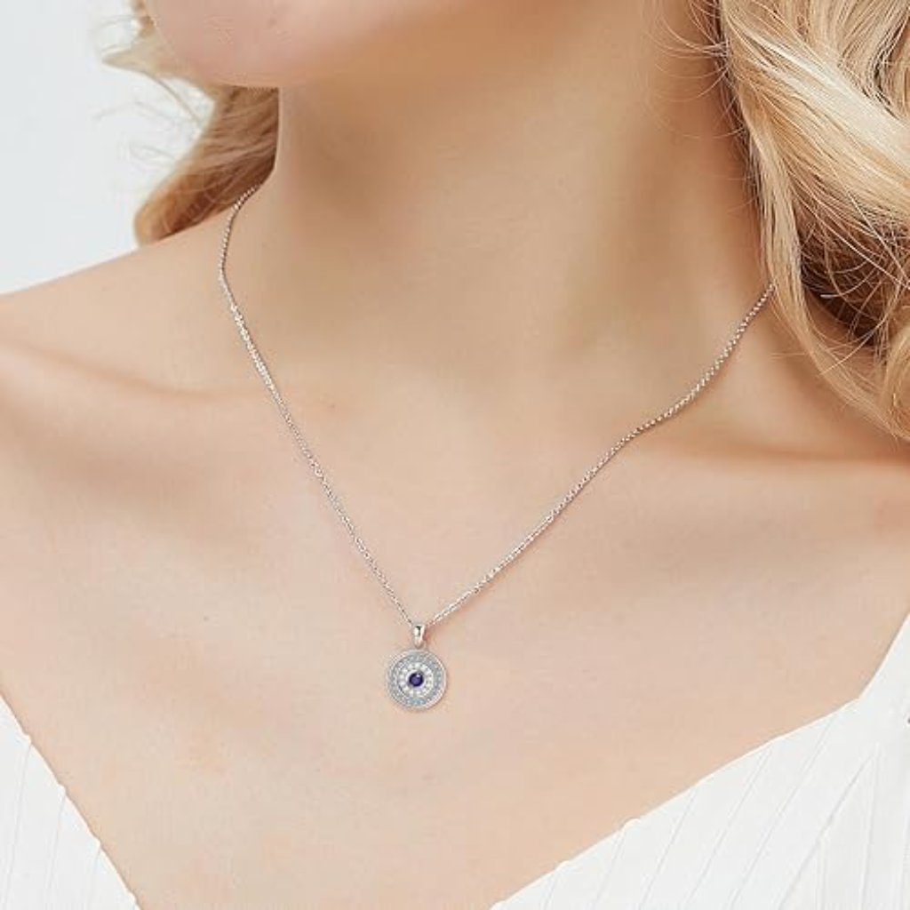 Neiman Marcus 14k White Gold Plated Evil Eye Necklace